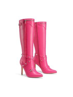 NWT Women's Metallic Stiletto Heeled Knee High Boots
